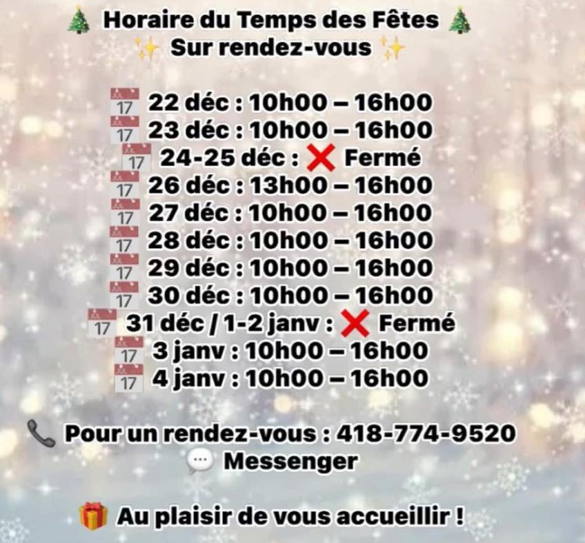 Boutique Lyna horaires des fetes