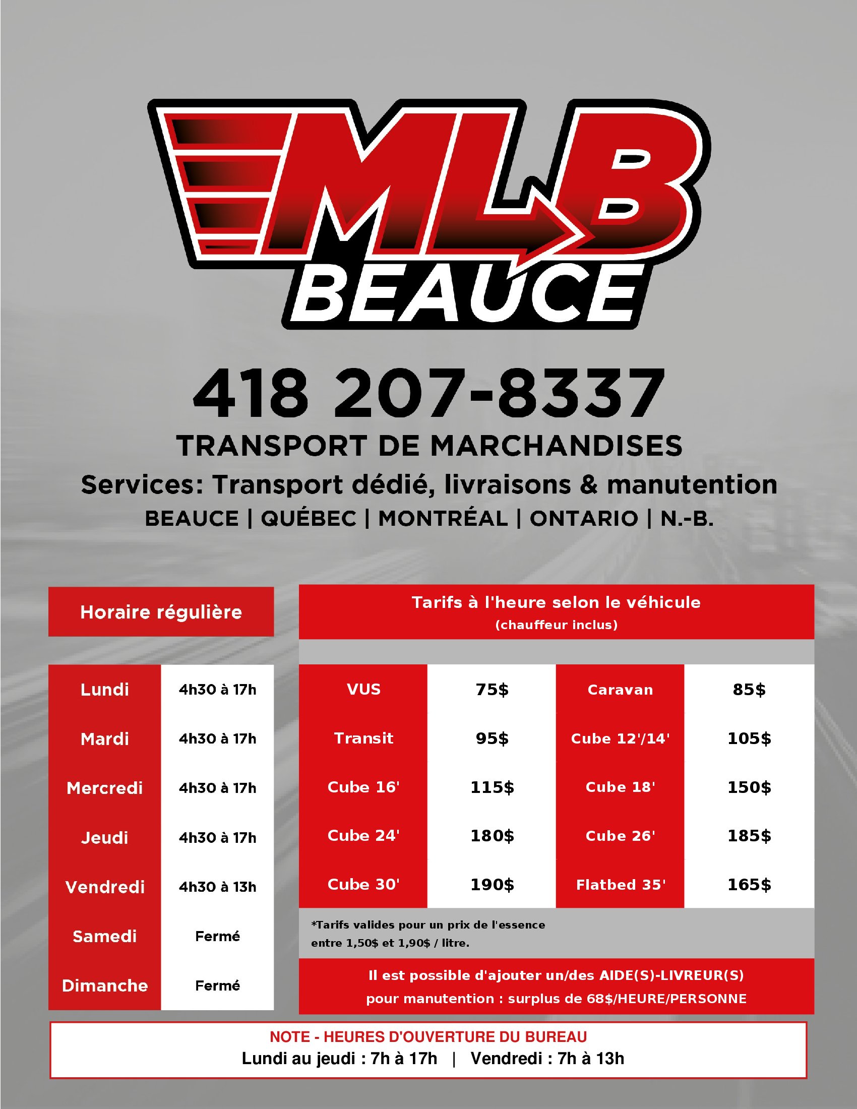 Liste de prix MLB Beauce Septembre 2026