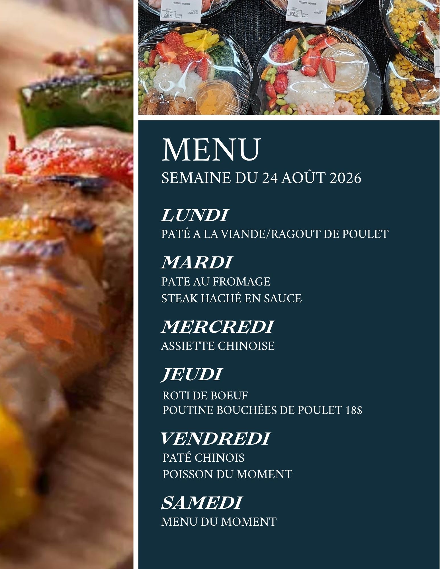 menu epicerie lessard