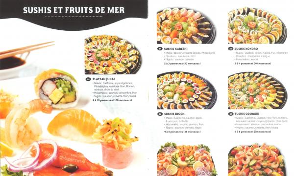 sushis et fruits de mer
